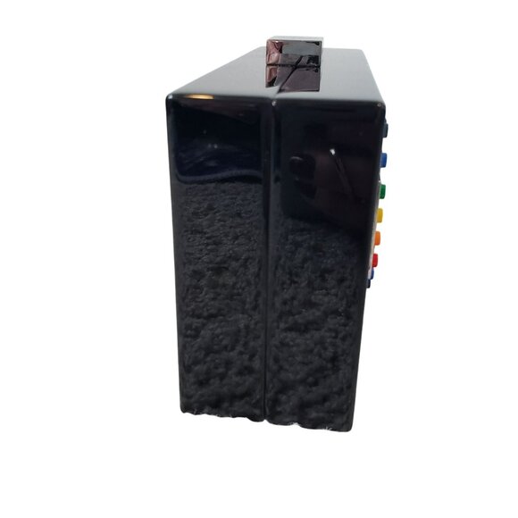 Les Petits Joueurs Lego Peace Sign Black Acrylic Clutch Bag Purse - Picture 7 of 16